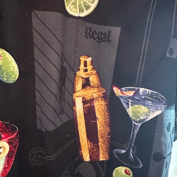 Paradise Found Vintage Hawaiian Cocktails Black Colorful Rayon Shirt Sz Lg - Picture 4 of 5